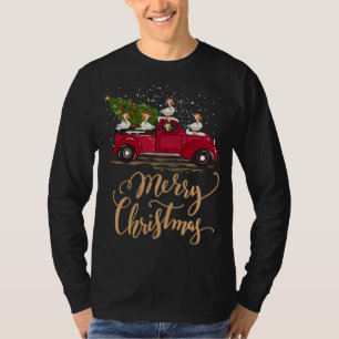 Funny Duck Driving kerstboom Red Truck Duck C T-shirt