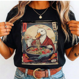 Funny Duck Eating Ramen Japanese for students  T-shirt