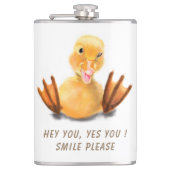 Funny Duck Flask Smile - Aangepaste tekst Heupfles (Voorkant)