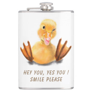 Funny Duck Flask Smile - Aangepaste tekst Heupfles