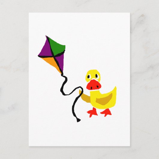 Funny Duck Flying Colorful Kite Briefkaart (Voorkant)