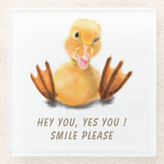 Funny Duck Glass Onderzetter Smile - Aangepaste te (Voorkant)