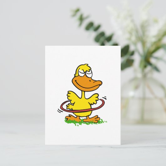 Funny duck hoepel | Achtergrondkleur kiezen Briefkaart (Staand voorkant)