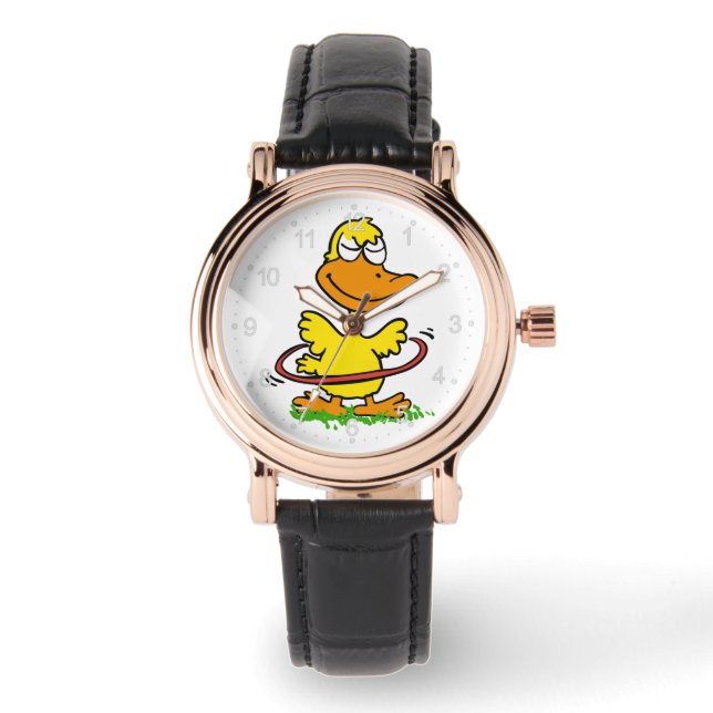 Funny duck hoepel | Achtergrondkleur kiezen Horloge (Voorkant)