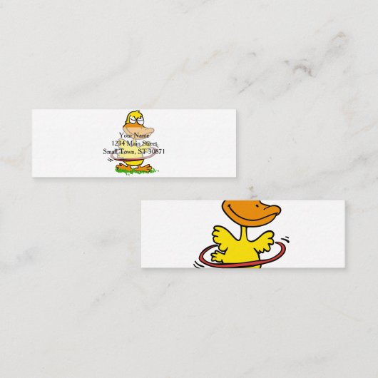 Funny duck hoepel | Achtergrondkleur kiezen Mini Visitekaartje (Voorkant / Achterkant)