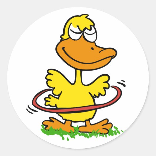 Funny duck hoepel | Achtergrondkleur kiezen Ronde Sticker (Voorkant)