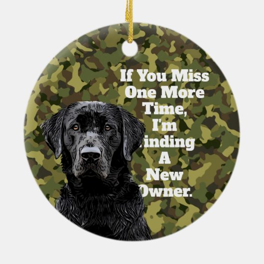 Funny Duck Hunting Black Lab Camo Kerstmis Keramisch Ornament (Achterkant)