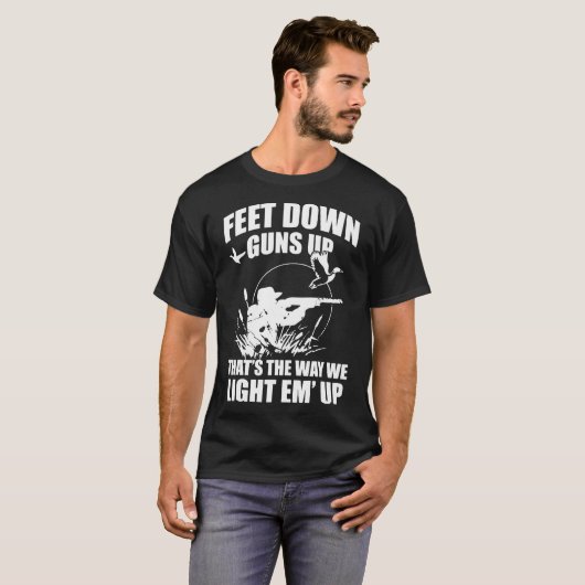 Funny Duck Hunting Feet Downs Gunss Bovenste Hunte T-shirt (Voorkant volledig)