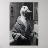 Funny Duck in Bathrobe Print, Quirky Bathroom Wall Poster (Voorkant)