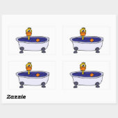 Funny Duck in een badkuip Cartoon Rechthoekige Sticker (Vel)