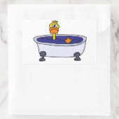 Funny Duck in een badkuip Cartoon Rechthoekige Sticker (Tas)
