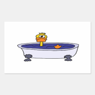 Funny Duck in een badkuip Cartoon Rechthoekige Sticker
