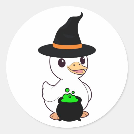 Funny Duck is een heks Ronde Sticker (Voorkant)