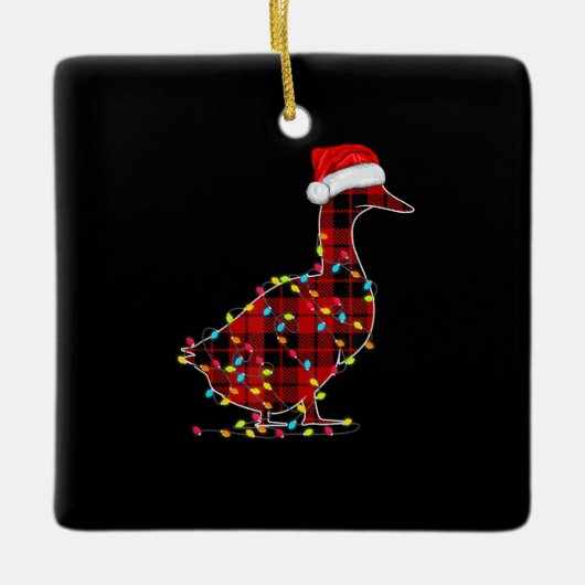 Funny Duck Kerstlight Red Pset Matching Keramisch Ornament (Voorkant)