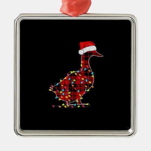 Funny Duck Kerstlight Red Pset Matching Metalen Ornament (Voorkant)