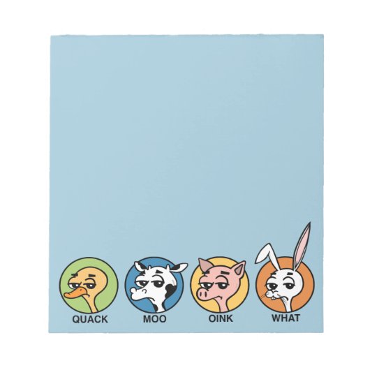 FUNNY DUCK KOE PIG EN RABBIT NOTITIEBLOK (Voorkant)