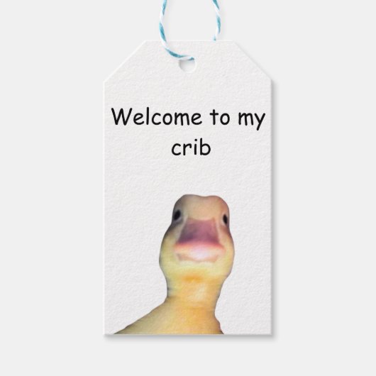 Funny Duck Meme – “Welcome to My Crib” Cute Animal Cadeaulabel (Voorkant)