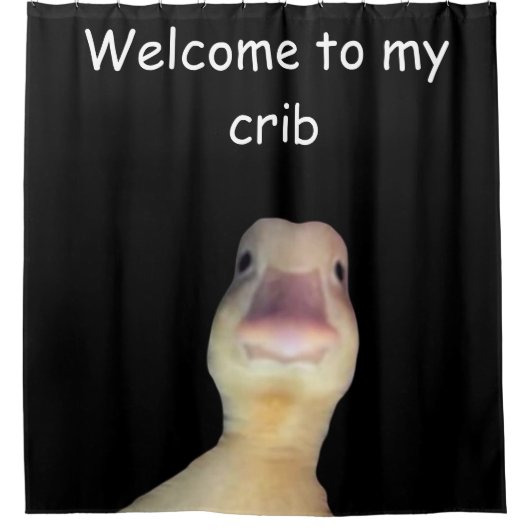 Funny Duck Meme – “Welcome to My Crib” Cute Animal Douchegordijn (Voorkant)
