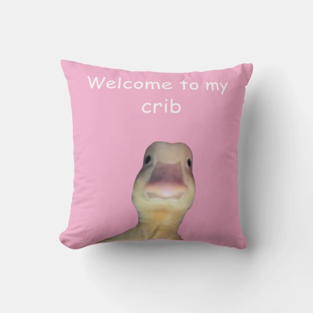 Funny Duck Meme – “Welcome to My Crib” Cute Animal Kussen (Voorkant)