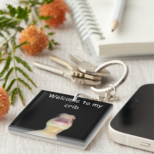 Funny Duck Meme – “Welcome to My Crib” Cute Animal Sleutelhanger (Voorkant Rechts)