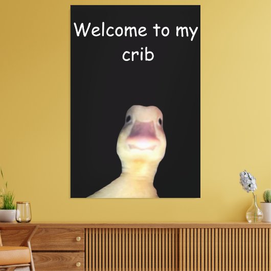 Funny Duck Meme: Welkom bij My Wieg Duck Canvas Afdruk (Insitu (Woonkamer))