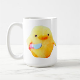 Funny Duck Meme with Knife for Meme Lovers Mug Koffiemok