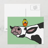 Funny Duck op een Cow-Cartoon Briefkaart (Voorkant / Achterkant)