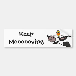 Funny Duck op een Cow-Cartoon Bumpersticker