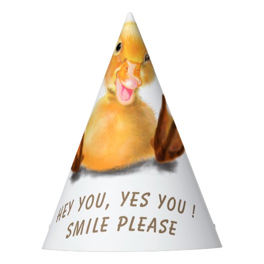 Funny Duck Paper Party Pet Smile - Aangepaste teks Feesthoedjes (Voorkant)