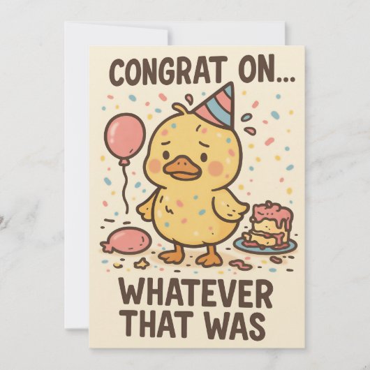 Funny Duck Party Greeting Card - Congrats On... Bedankkaart (Voorkant)