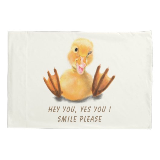 Funny Duck Pillow Hoesje Smile - Aangepaste tekst Kussensloop (Achterkant)