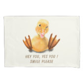 Funny Duck Pillow Hoesje Smile - Aangepaste tekst Kussensloop (Voorkant)