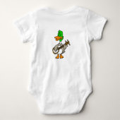 Funny duck playing banjo | choose background color romper (Achterkant)