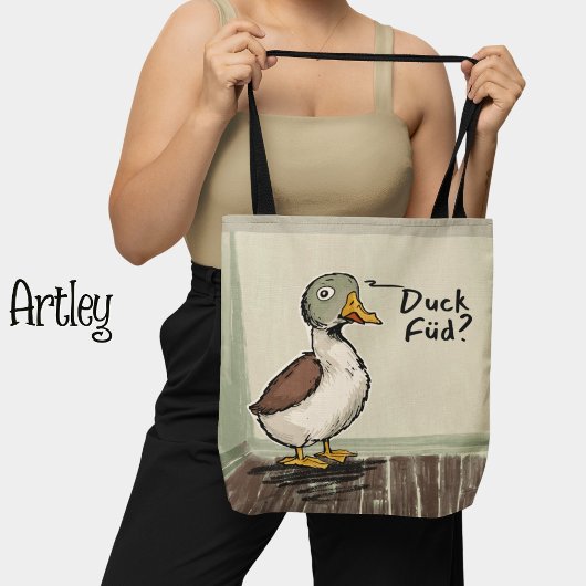 Funny Duck Scandinavische Noordse Humor Tekening Tote Bag