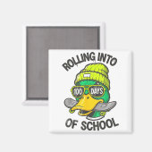 Funny Duck Skateboard 100 Days Of School Outfit Magneet (Voorkant / Achterkant)