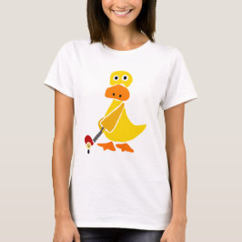 Funny Duck speelt Golf Primitive Art T-shirt