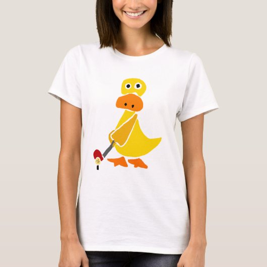 Funny Duck speelt Golf Primitive Art T-shirt (Voorkant)