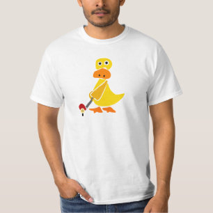 Funny Duck speelt Golf Primitive Art T-shirt