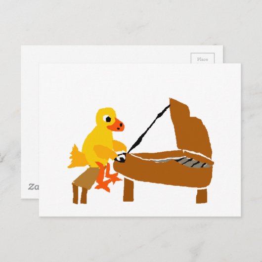 Funny Duck speelt Piano Art Briefkaart (Voorkant / Achterkant)
