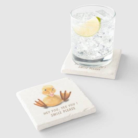 Funny Duck Stone Onderzetter - Aangepaste tekst (Zijkant)