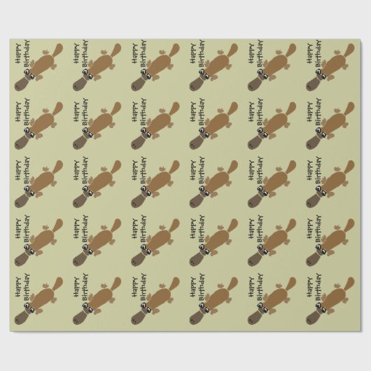 Funny Duckbill Platypus Art Cadeaupapier (Vlak)