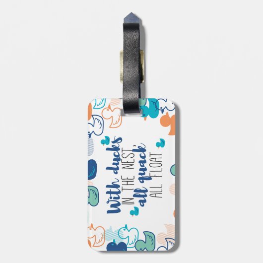 Funny Ducks and Quack Float Puns Quote Design Bagagelabel (Achterkant verticaal)