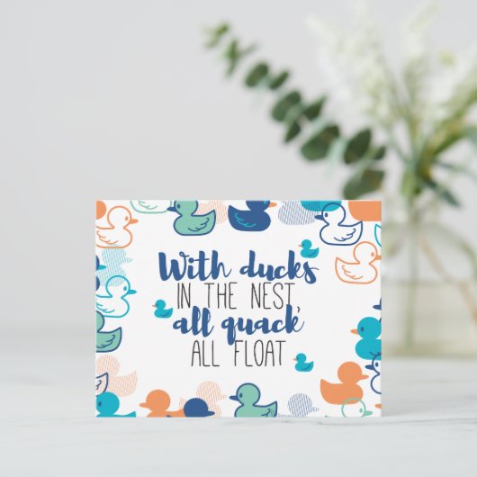 Funny Ducks and Quack Float Puns Quote Design Briefkaart (Staand voorkant)