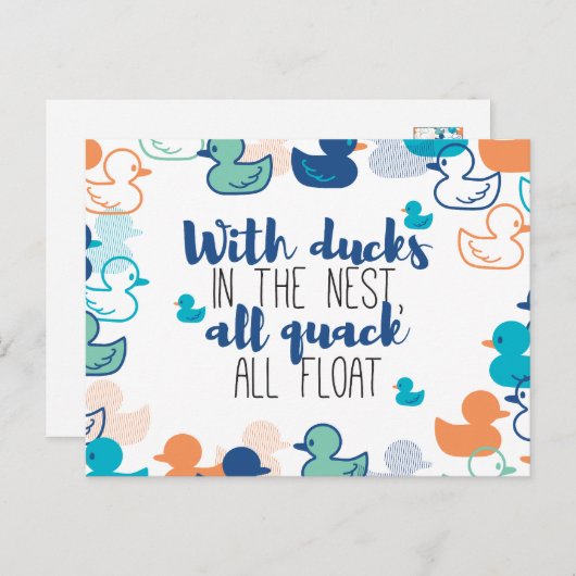 Funny Ducks and Quack Float Puns Quote Design Briefkaart (Voorkant / Achterkant)