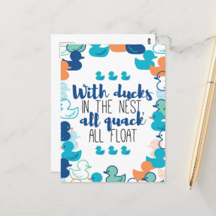 Funny Ducks and Quack Float Puns Quote Design Briefkaart