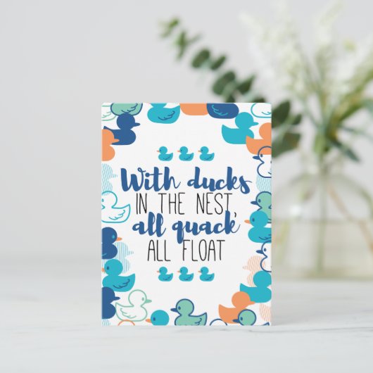 Funny Ducks and Quack Float Puns Quote Design Briefkaart (Staand voorkant)