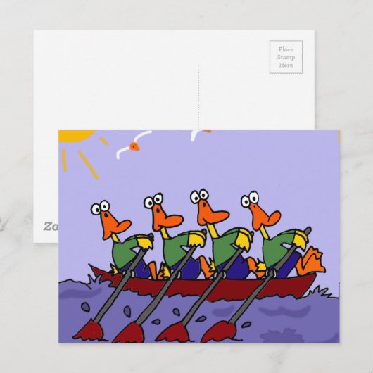 Funny Ducks in a Row Cartoon Briefkaart (Voorkant / Achterkant)