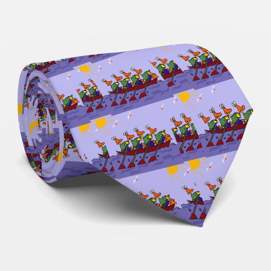 Funny Ducks in a Row Cartoon Stropdas (Opgerold)