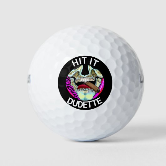 Funny Dudette Skull Pop Art Golfballen (Voorkant)