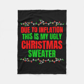 Funny Due To Inflation Ugly Christmas Sweaters Fam Fleece Deken (Voorkant)